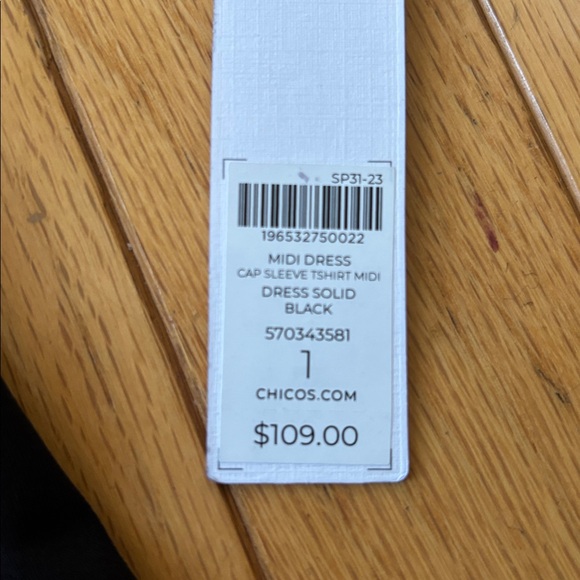 Chicos black Tshirt dress Size M (1). Cap-sleeve, midi length stretchy - Picture 3 of 7